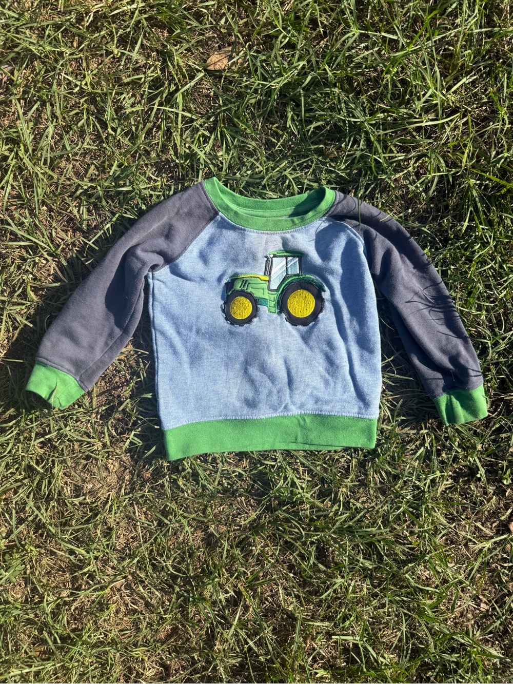 Toddler Blue & Green Tractor Sweatshirt